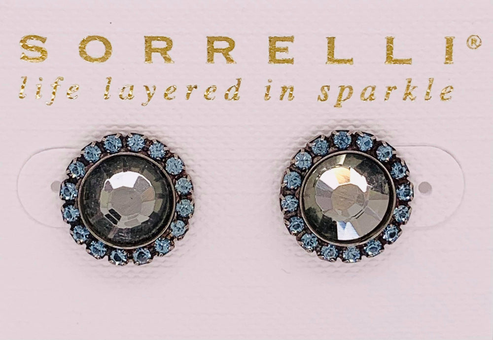 Circular Stud Earring with Rhinestone Edging
