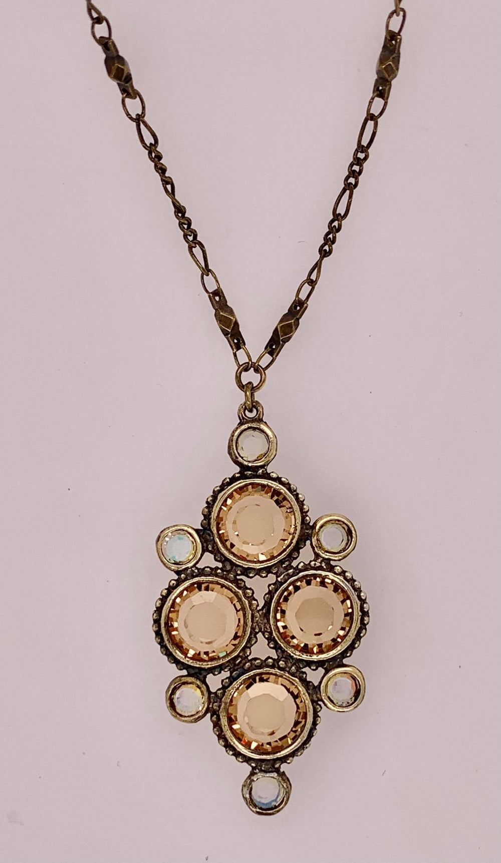 Small Pendant Necklace with Quartet of Faceted Circular Crystals