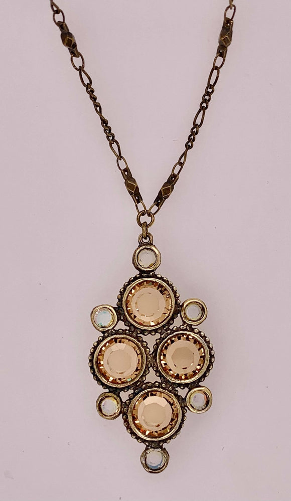 Small Pendant Necklace with Quartet of Faceted Circular Crystals