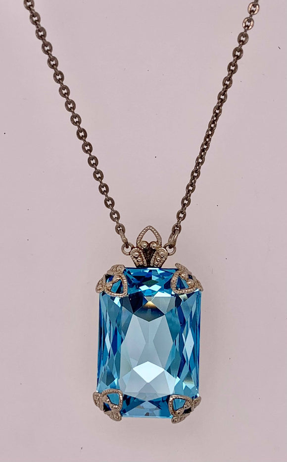 Large Emerald Cut Crystal Pendant