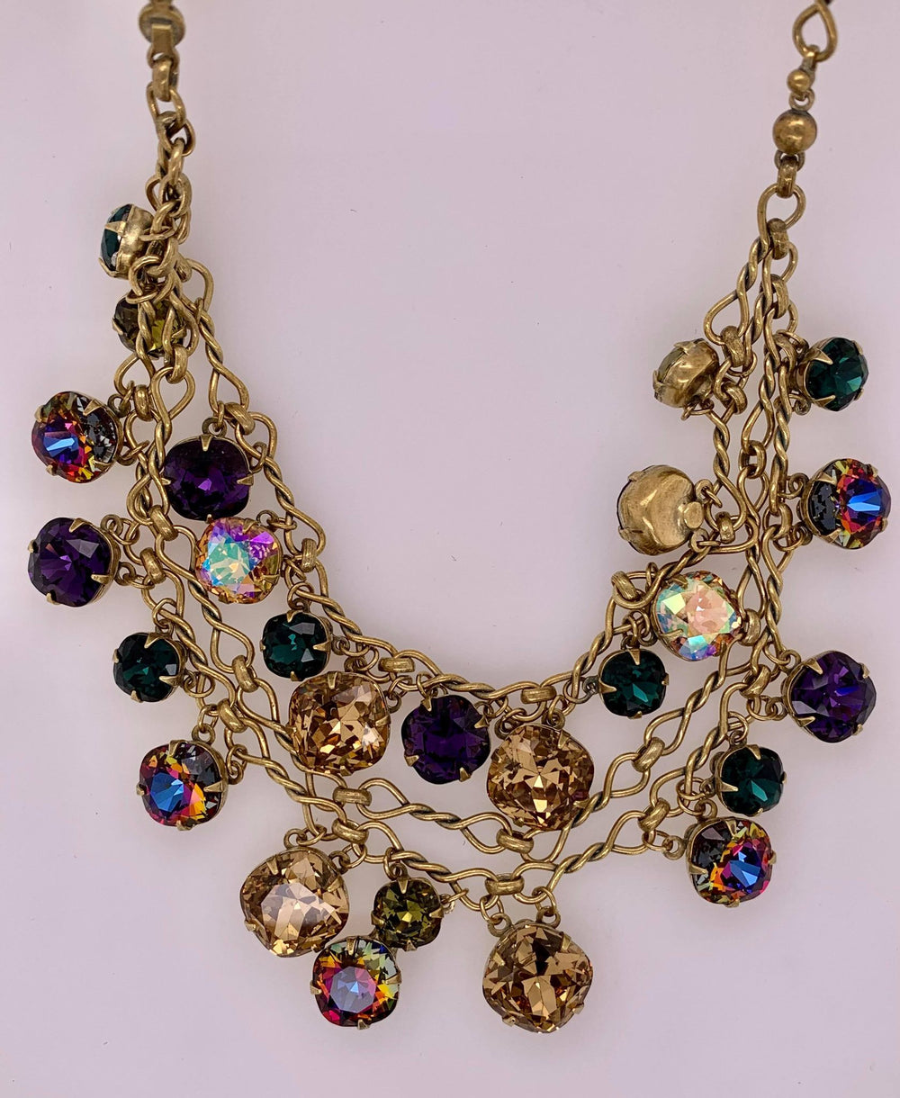Glittering Double-Strand Crystal Bib Necklace