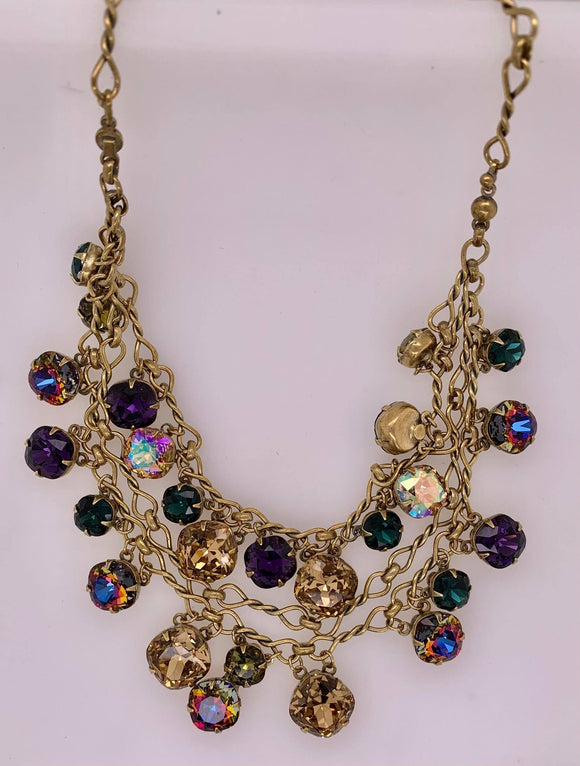 Glittering Double-Strand Crystal Bib Necklace