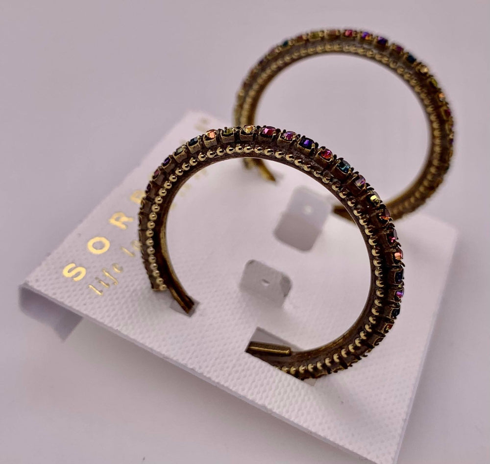 Crystal and Ball Chain Hoop Earring