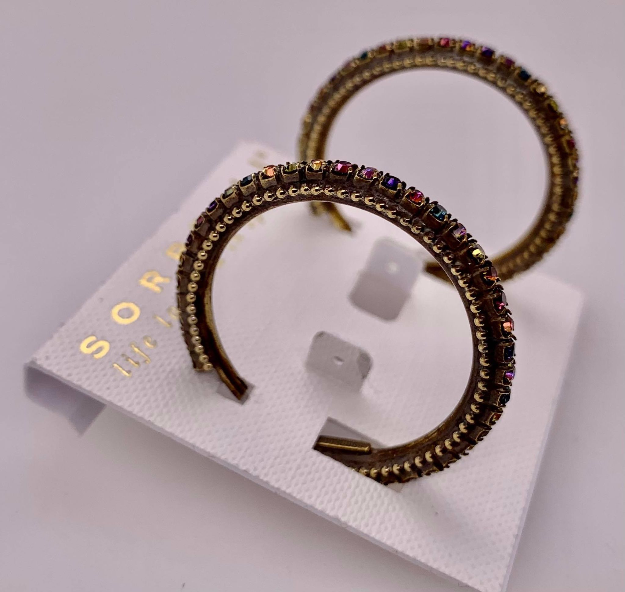 Crystal and Ball Chain Hoop Earring