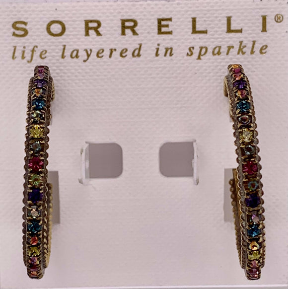 Crystal and Ball Chain Hoop Earring