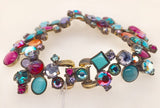 Wide Crystal and Cabochon Collage Bracelet