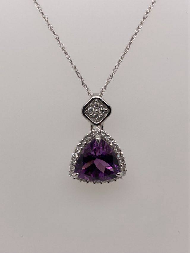 14K Amethyst & Diamond Pendant