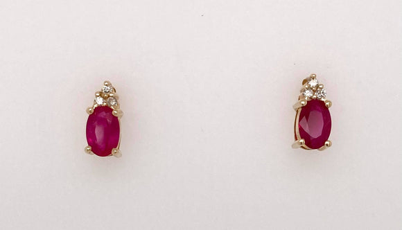 10K Ruby & Diamond Earrings