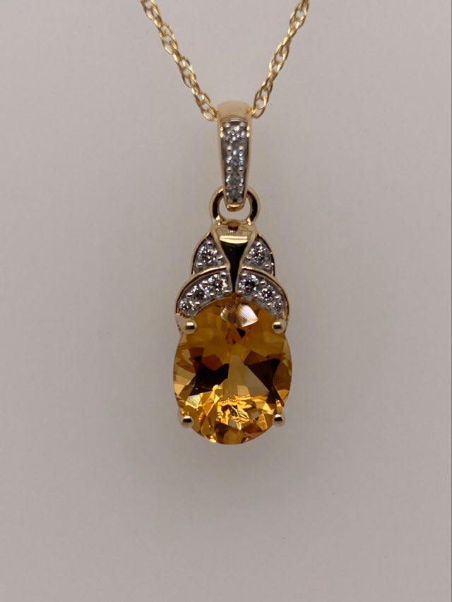 14K Citrine & Diamond Pendant