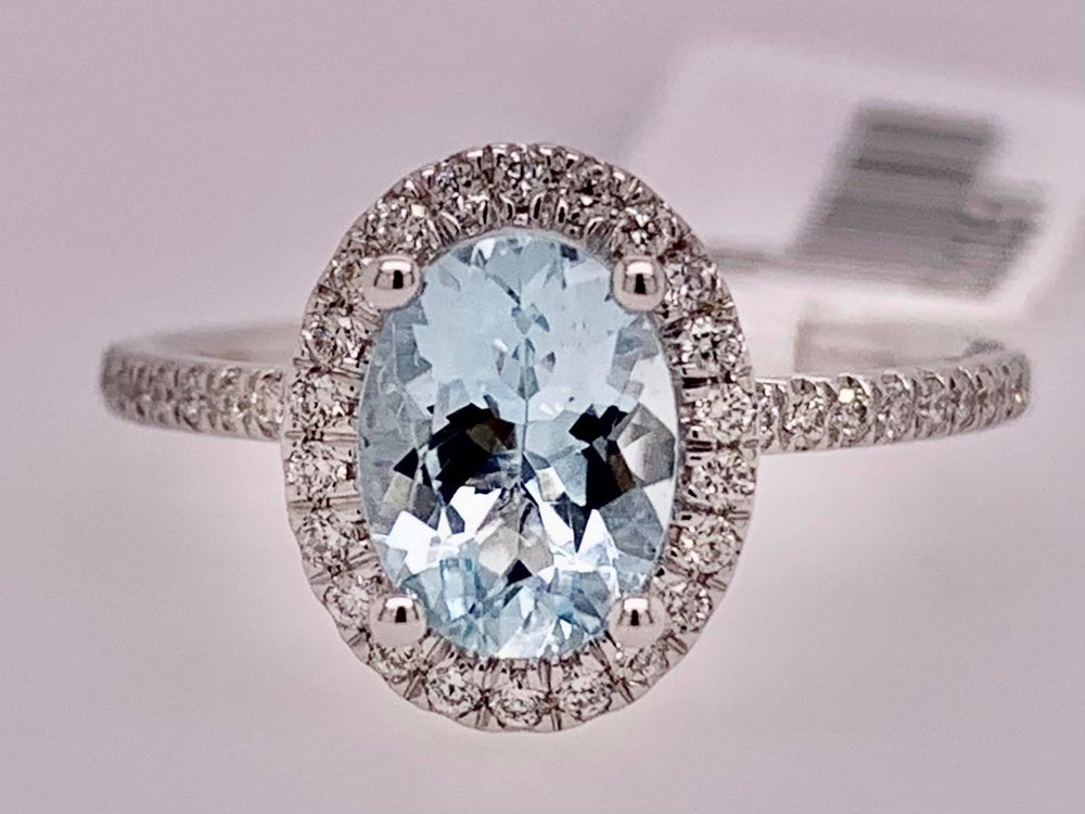 14K Aquamarine & Diamond Ring