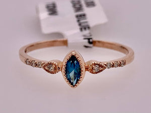 14K London Blue Topaz & Diamond Stack Ring