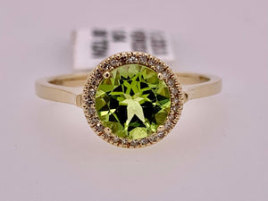 14K Peridot & Diamond Ring