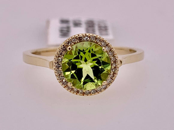 14K Peridot & Diamond Ring