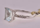 10K Aquamarine & Diamond Ring