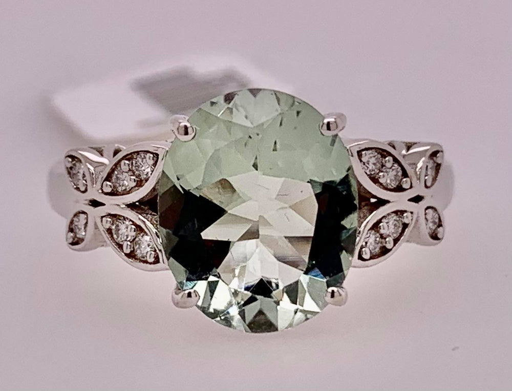 14K Green Amethyst Ring