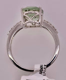 14K Green Amethyst & Diamond Ring