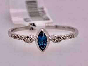 14K London Blue Topaz & Diamond Stack Ring