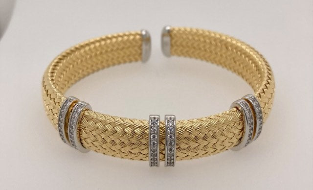 Two Tone CZ Cuff Bracelet