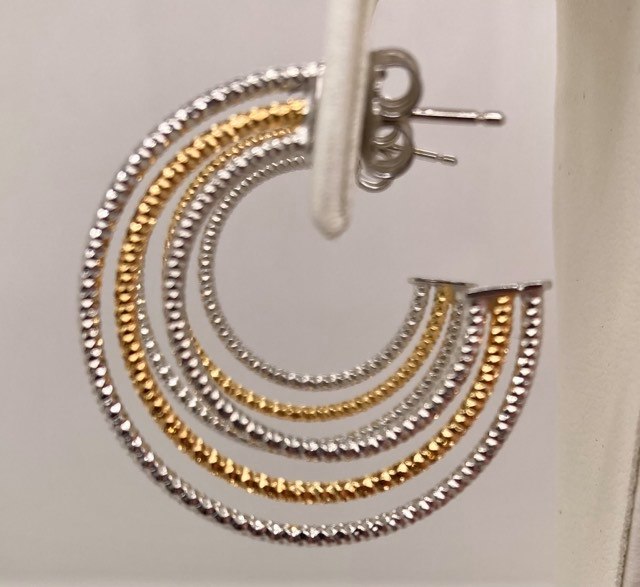 Two Tone 3/4 Hoop Earrings