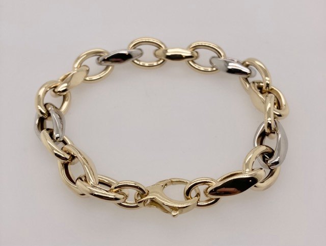 14K Two Tone Fancy Link Bracelet