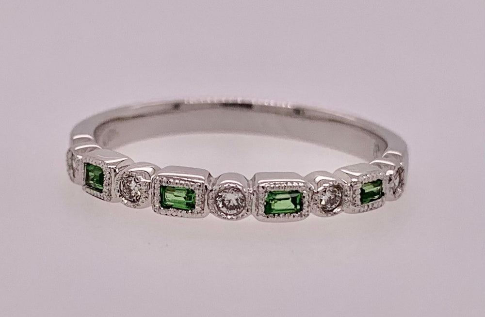 14K Diamond & Tsavorite Garnet Band Ring