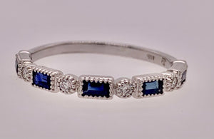 14K Diamond & Sapphire Band Ring