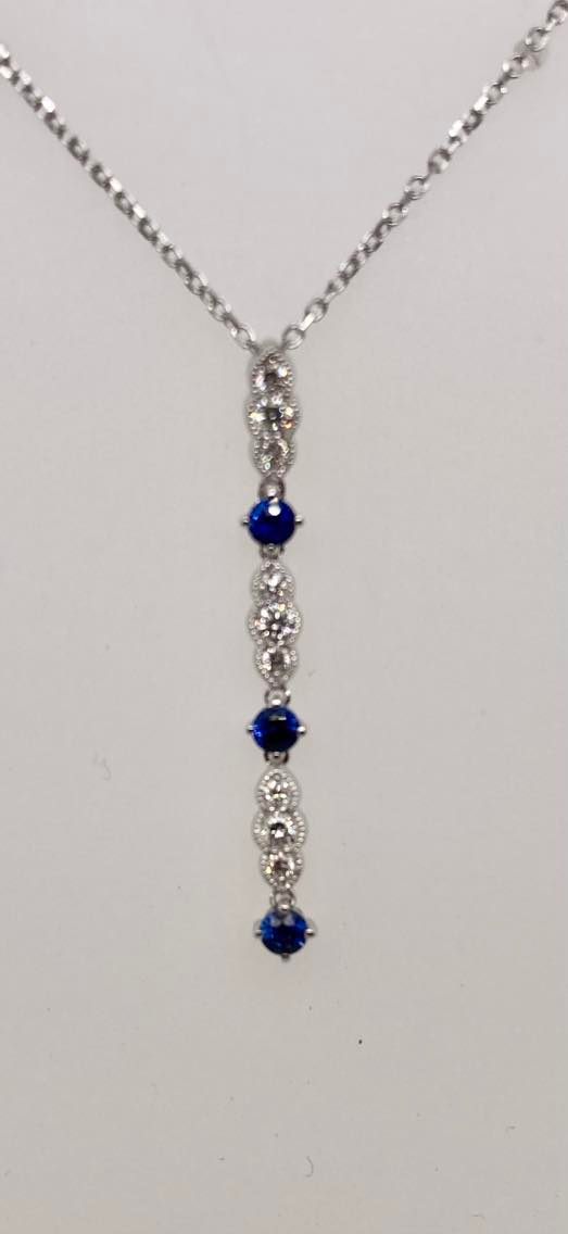 14K Sapphire & Diamond Pendant