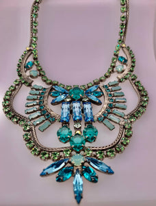 Scalloped Multi-Cut Crystal Statement Necklace