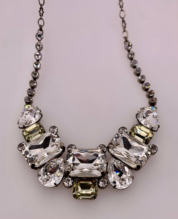 Emerald and Pear-Cut Crystal Collar Tennis Necklace