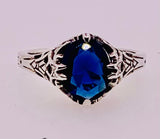 Sterling Silver Royal Blue Sim Sapphire Ring