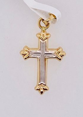 14K Two-tone Cross Pendant