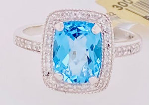 Blue Topaz and Diamond Ring