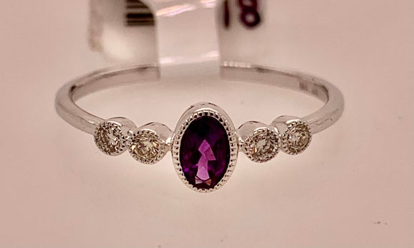 14K Amethyst & Diamond Stack Ring