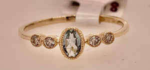14K Aquamarine & Diamond Stack Ring
