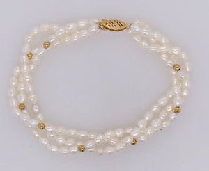 14K Freshwater Seed Pearl Necklace and Bracelet Set