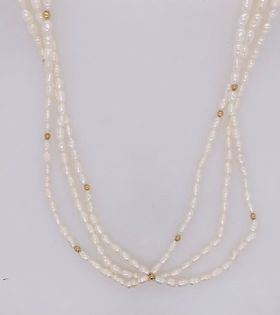 14K Freshwater Seed Pearl Necklace and Bracelet Set