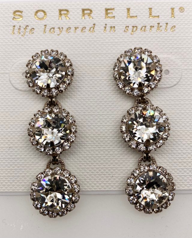 Triple Halo Dangle Earrings