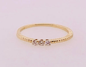 14K Yellow Gold & Diamond Stack Band