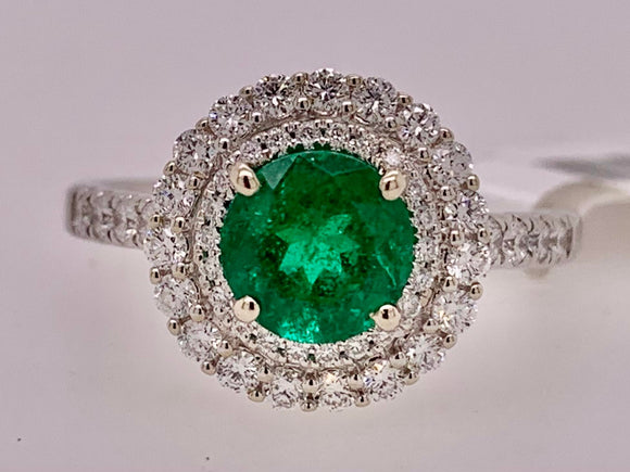 14K Emerald & Diamond Ring