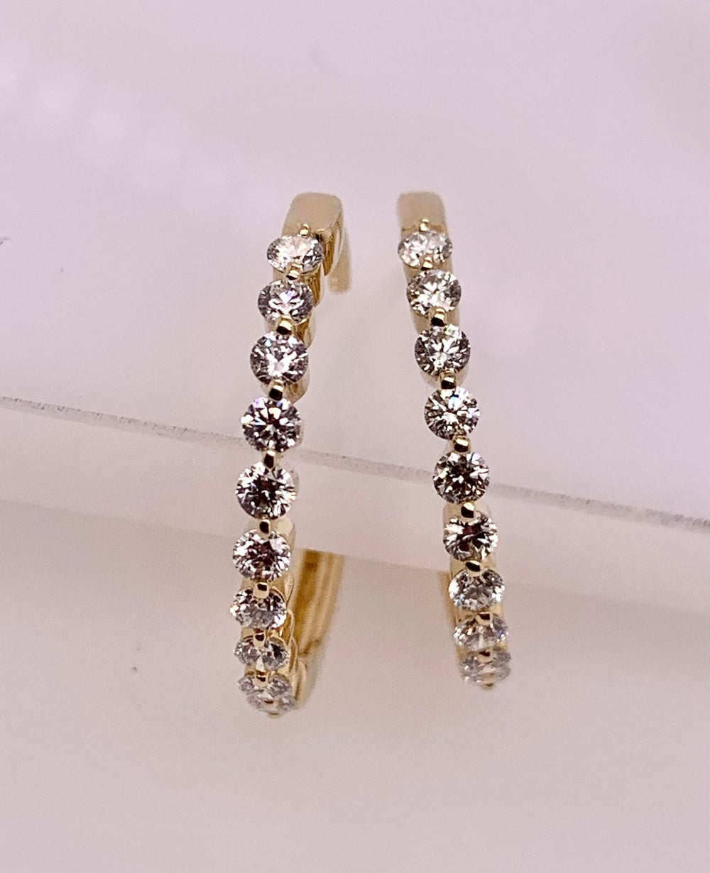 14K Diamond Hoop Earrings