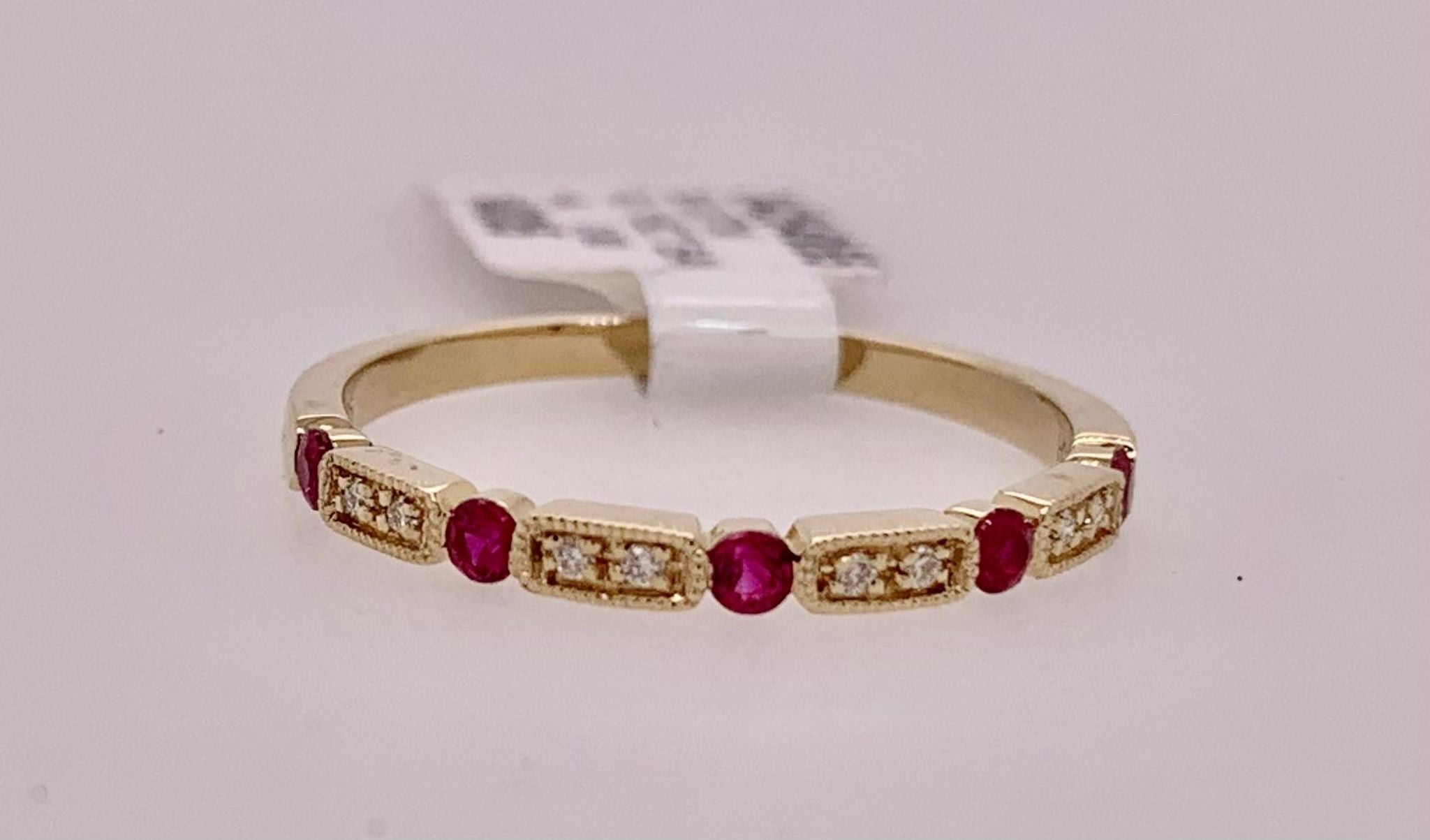 14K Ruby & Diamond Band Ring