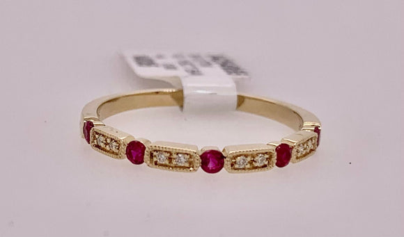 14K Ruby & Diamond Band Ring