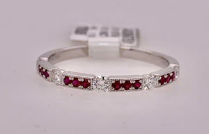 14K Ruby & Diamond Band Ring