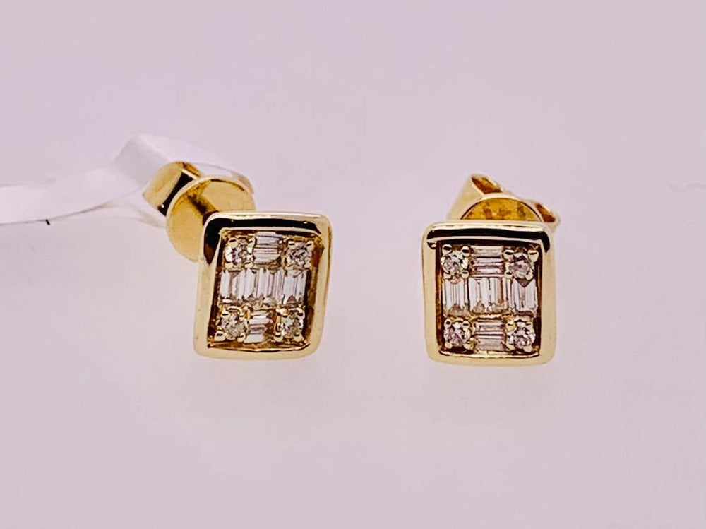 14K Baguette Diamond Earrings