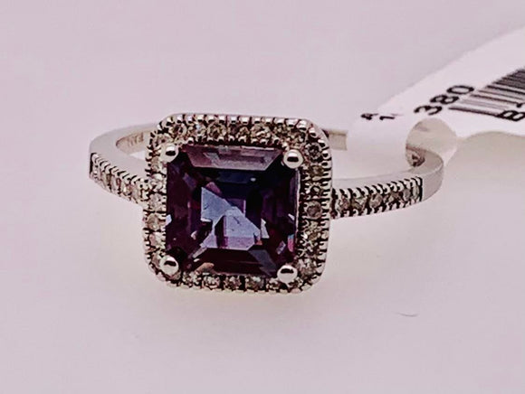 14K Created Alexandrite & Diamond Ring
