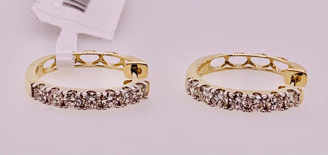 14K Diamond Hoop Earrings