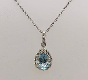 14K Aquamarine & Diamond Pendant