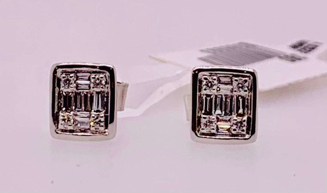 14K Baguette Diamond Earrings