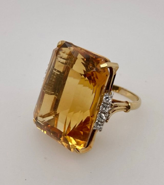 18K Citrine & Diamond Ring