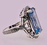 Sterling Silver Aquamarine and Opal Ring